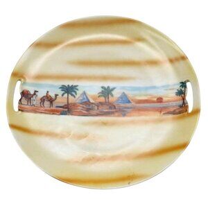 Vintage Eleanor Egyptian Revival 9.5" Porcelain Platter Inset Handles Bavaria